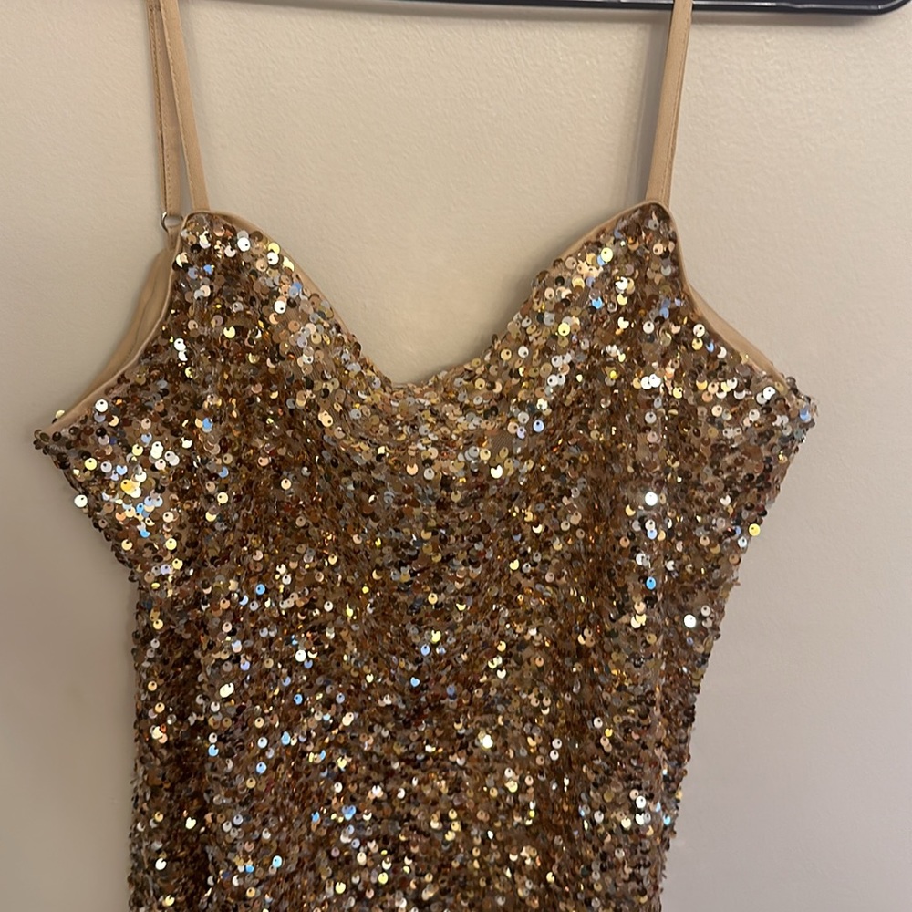 ASOS holiday sequin cowl neck mini dress/tunic size 8 - Picture 3 of 5